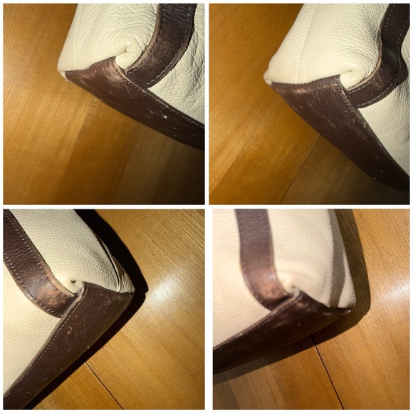 Valentina Genuine Leather Shoulder Bag Cream Brown Made in Italy - Picture 12 of 16
